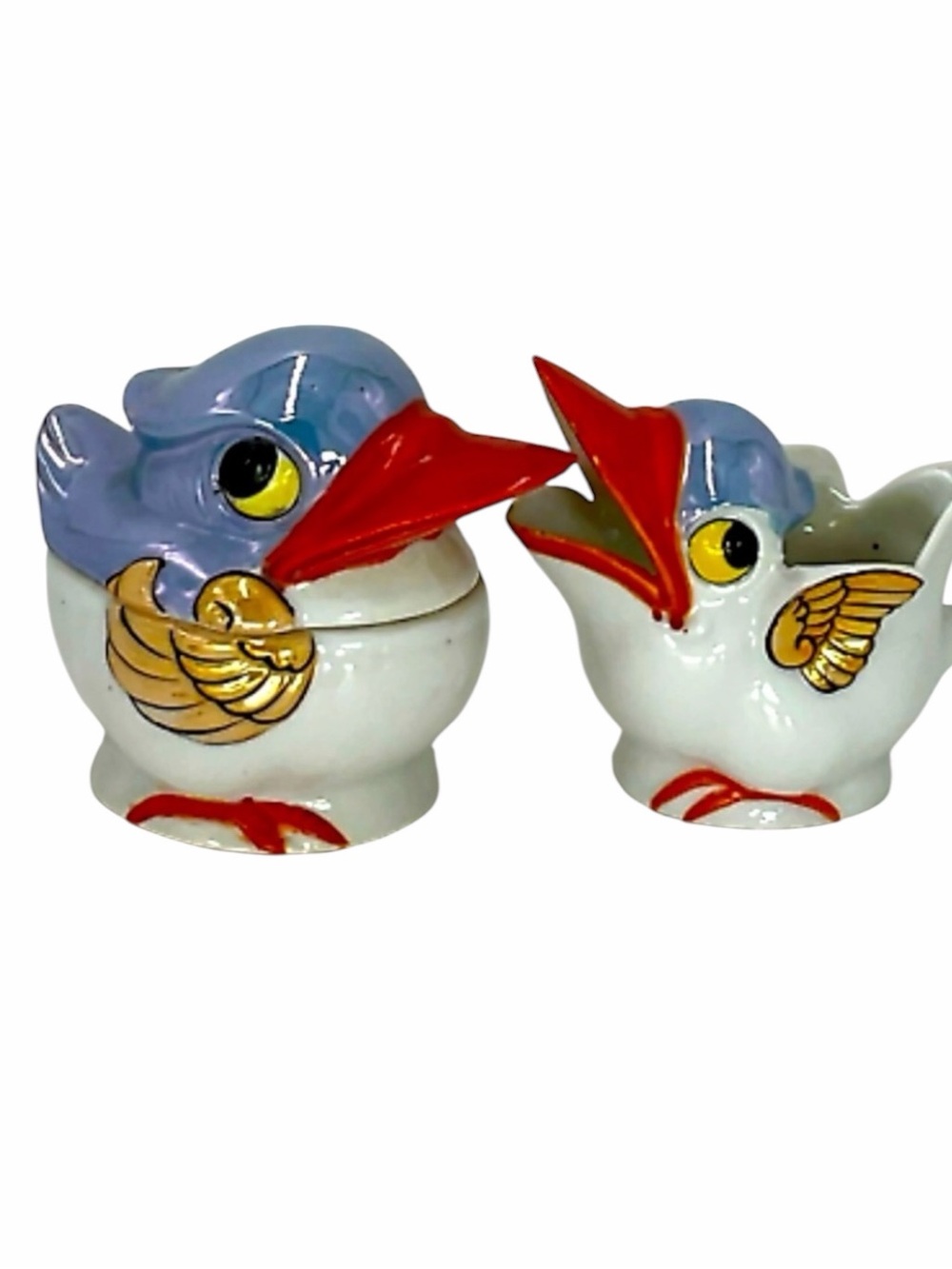 Vintage Big Mouth Birds Sugar & Creamer Set by The Takito Company, Japan